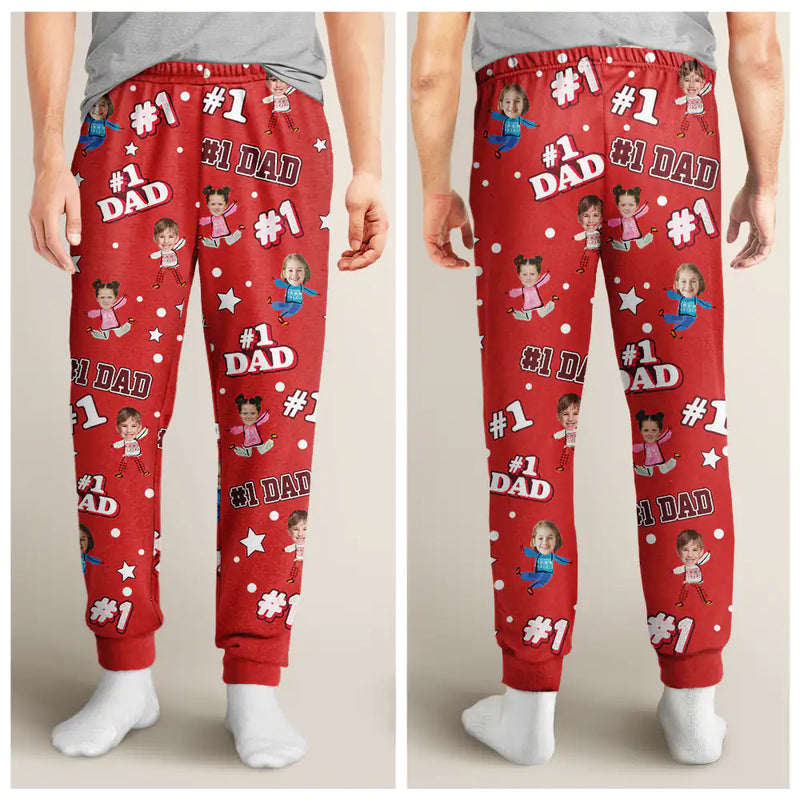 Gift For Father, Gift For Mother - Custom Photo Funny Kids #1 Dad #1 Mom - Personalized Pajama Pants
