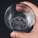 Gift For Husband, Gift For Boyfriend, Gift For Couples - Congrats On Being My Husband You Lucky Man Heart Sign Couple Hand - Personalized Engraved Whiskey Glass