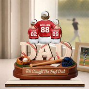 Gift For Mother,Gift For Father,Baseball,Gift For Women,Retirement,Top Market,Happy - 3D Effect Baseball We Caught The Best Mom Dad - Personalized Custom Shaped Wooden Plaque