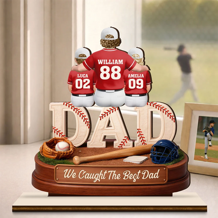 3D Effect Baseball We Caught The Best Mom Dad - Personalized Custom Shaped Wooden Plaque
