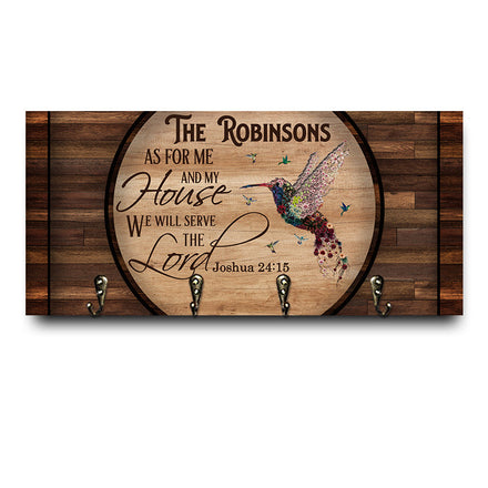 Christian We Will Serve The Lord Personalized Custom Wood Key Holder