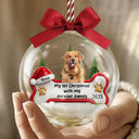 Pet Lovers,Custom Photo,Happy,Christmas - Custom Photo 1st Christmas With Forever Family - Personalized 3D Acrylic Ball Ornament