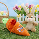 Easter,Happy,Gift For Kids,Dad - Children,Mom - Children,Grandpa - Grandkids,Grandma - Grandkids,Gift For Grandkids - Kids Sitting With Easter Alphabet Letters - Personalized Plush Reversible Carrot Bunny Keychain