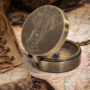 Family,Graduation,Love - Custom Photo Outline Sketch Take Pride In How Far You've Come - Personalized Engraved Brass Compass