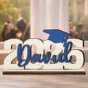 Graduation,Happy - Congrats Graduation Colorful Name - Personalized Custom Shaped Wooden Plaque
