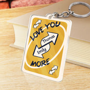 Gift For Couples,Gift For Wife,Gift For Girlfriend,Funny,Gift For Husband - Custom Photo Love You More Reverse Card - Personalized Acrylic Keychain