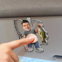 Humorous,Gift For Men,Fishing,Custom Photo,Gift For Yourself,Summer,Cut-Face Photo - Custom Photo Reel Cool Dad Bod - Personalized Squishy Acrylic Car Visor Clip