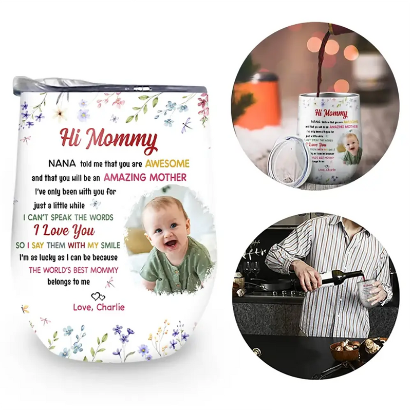 New Mom,Love,Gift For Mother - Custom Photo The World's Best Mommy Belongs To Me - Personalized Wine Tumbler