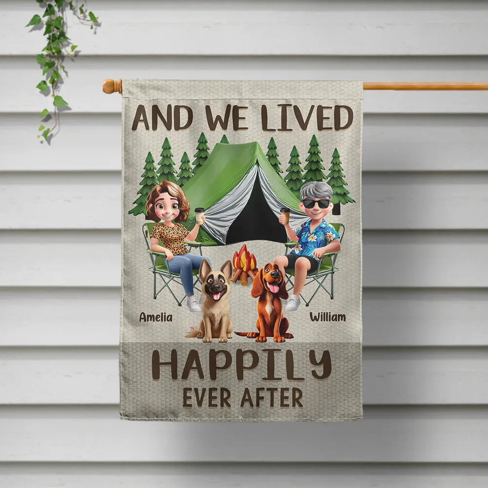 Camping,Campsite,Couple's Hobby,Happy,Gift For Couples,Dog Couple,Pet Lovers,Dog Lovers - Making Memories One Campsite At A Time Dog - Personalized Flag