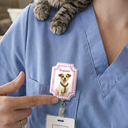 Happy,Dog Lovers,Pet Lovers,Cat Lovers,Nurse - Custom Photo Realistic Watercolor Art Watercolor Dog Cat Pet Portrait Vintage - Personalized Badge Reel