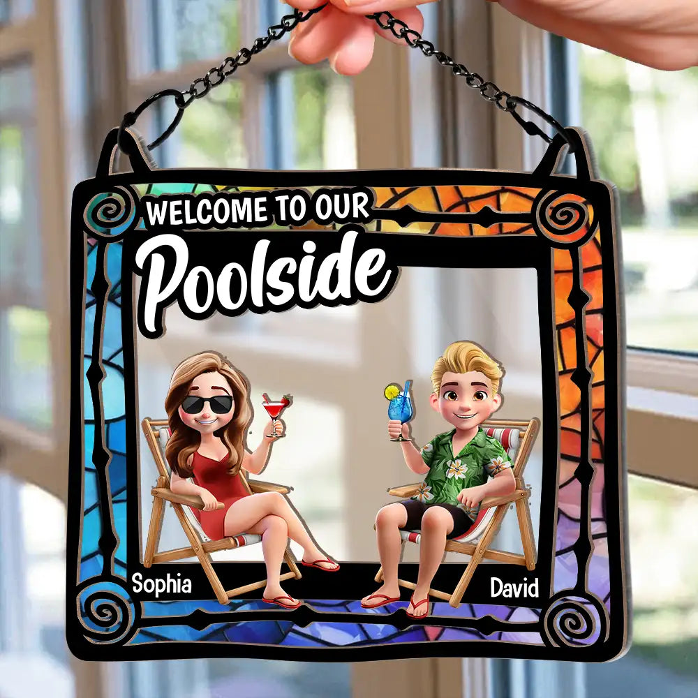 Welcome To Our Beach House - Personalized Window Hanging Suncatcher Ornament