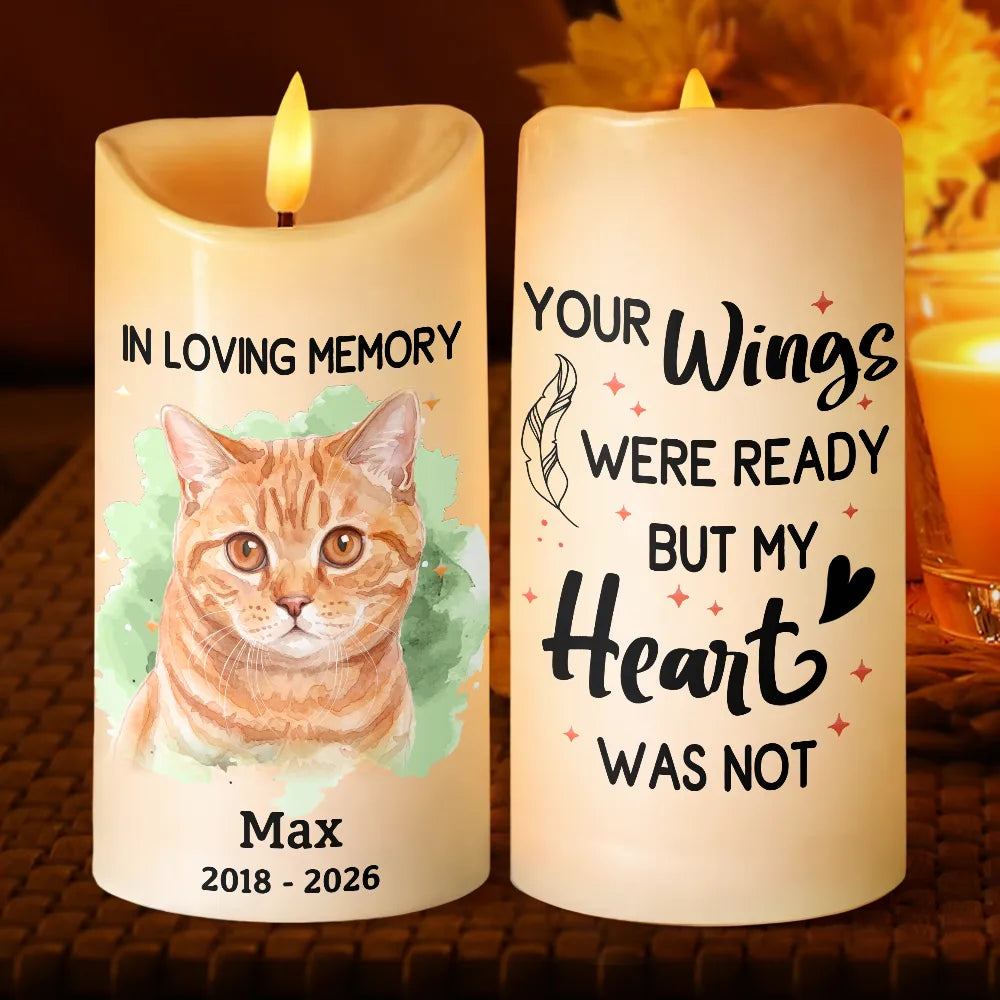 Dog Lovers,Pet Lovers,Cat Lovers,Memorial,Sad - Custom Photo Realistic Watercolor Art Memorial Pet Loss Your Light Will Always Shine In My Heart - Personalized Flameless LED Candle