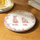 Dog Lovers,Pet Lovers,Cat Lovers,Happy - Chinoiserie Toile Dog Cat - Personalized Ceramic Coaster