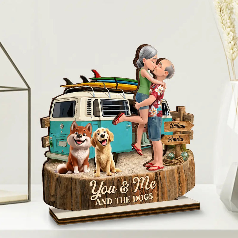 Gift For Couples, Dog Couple, Pet Lovers, Dog Lovers, Beach, Summer, Playful, Icon - Beach Vibe You And Me And The Dogs - Personalized Custom Shaped Wooden Plaque
