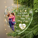 Gift For Couples,Gift For Husband,Gift For Wife,Gift For Boyfriend,Gift For Girlfriend,Christmas,Funny - You Have My Heart Couple - Personalized Heart Shaped Glass Ornament