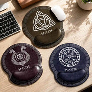 Gift For Men,Gift For Yourself,Confident,Icon - Name In Viking Runes - Personalized Leather Mouse Pad