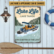 Pontoon Lake Life Life Is Better Custom Classic Metal Signs