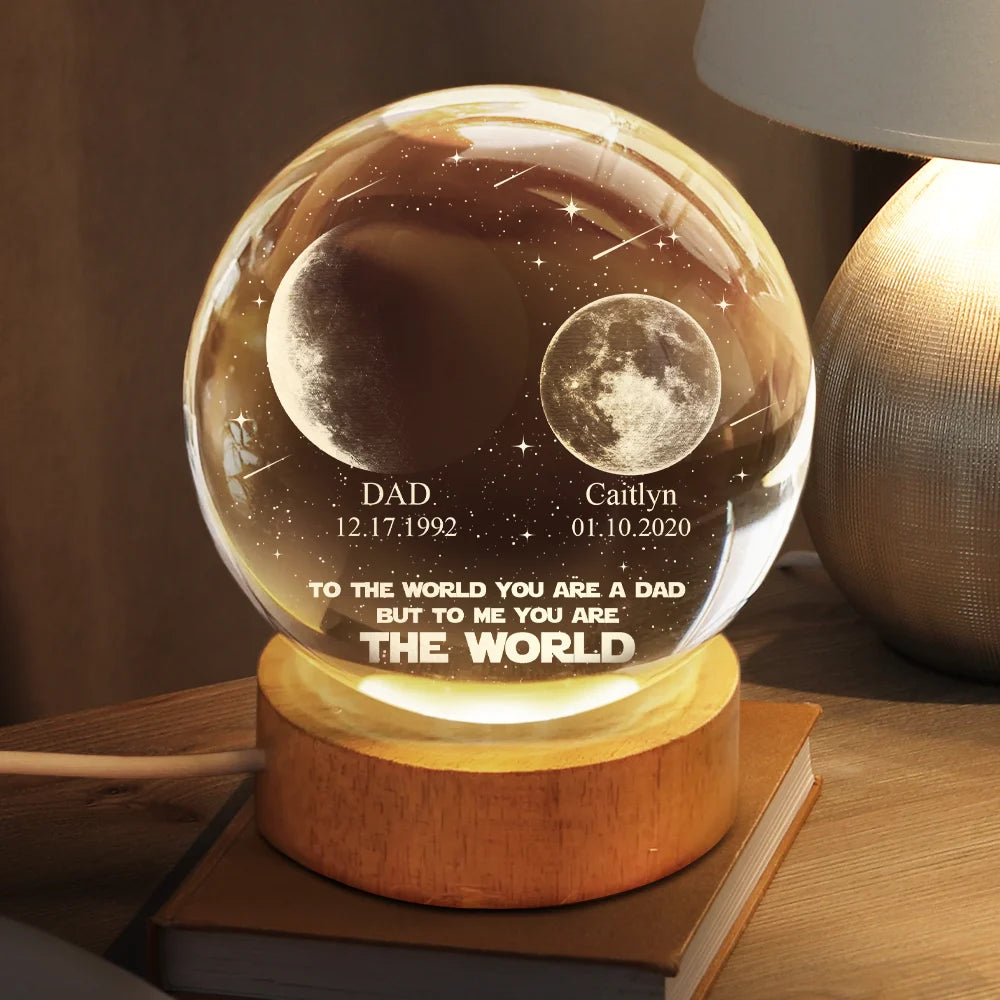 Gift For Father,Dad - Children,Happy,Moon Phase,Humorous - Moon Phase I Am Their Father - Personalized Crystal Globe Lamp