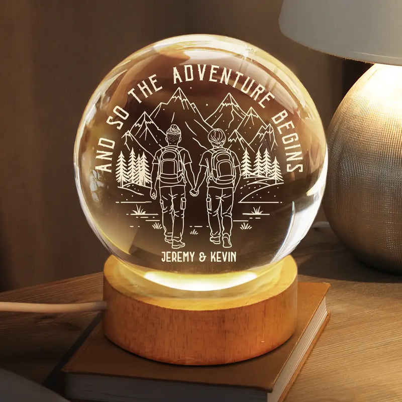 Gift For Couples,Gift For Husband,Old Couples,Gift For Wife,Gift For Boyfriend,Gift For Girlfriend,LGBT,Love - Adventure Partners For Life - Personalized Crystal Globe Lamp