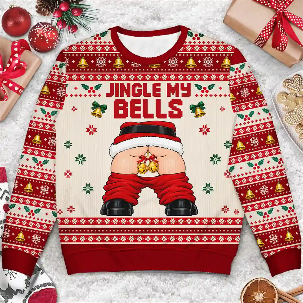 Christmas,Gift For Couples,Gift For Him,Gift For Husband,Humorous,Icon,Top Market - Funny Christmas Gift For Husband Boyfriend - Personalized Jingle My Bells Unisex Ugly Sweater