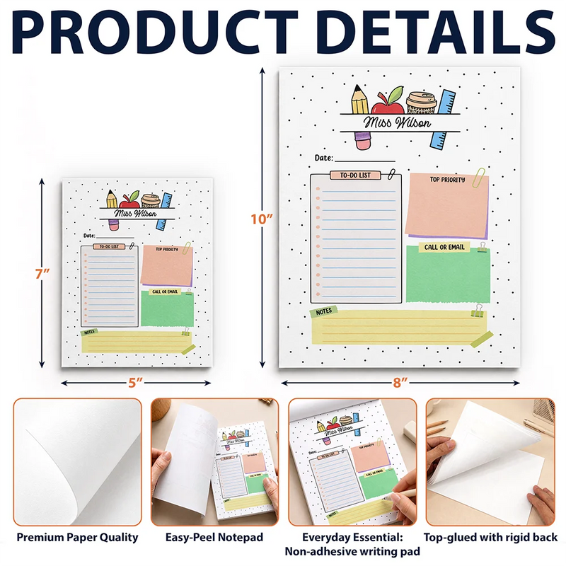 Teacher,Custom Text,Happy - Teacher To Do List - Personalized Notepad