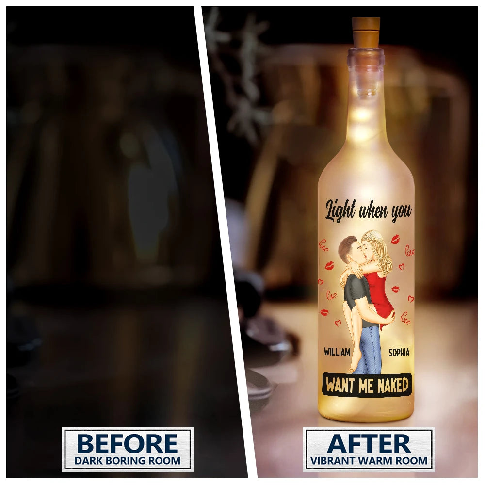 Kissing Couple I Love You Everyday Always Be By Your Side - Personalized Bottle Light