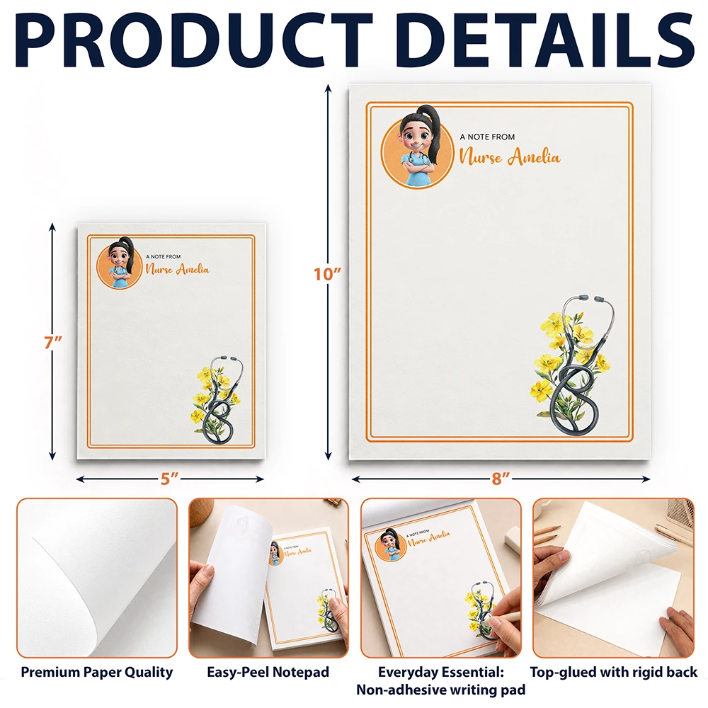 Nurse,Proud,Vector - A Note From School Nurse With Birth Flower - Personalized Notepad