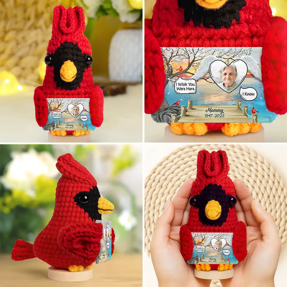 Family, Memorial, Sad - Custom Photo I Miss You - Personalized Doll Crochet With Custom Card