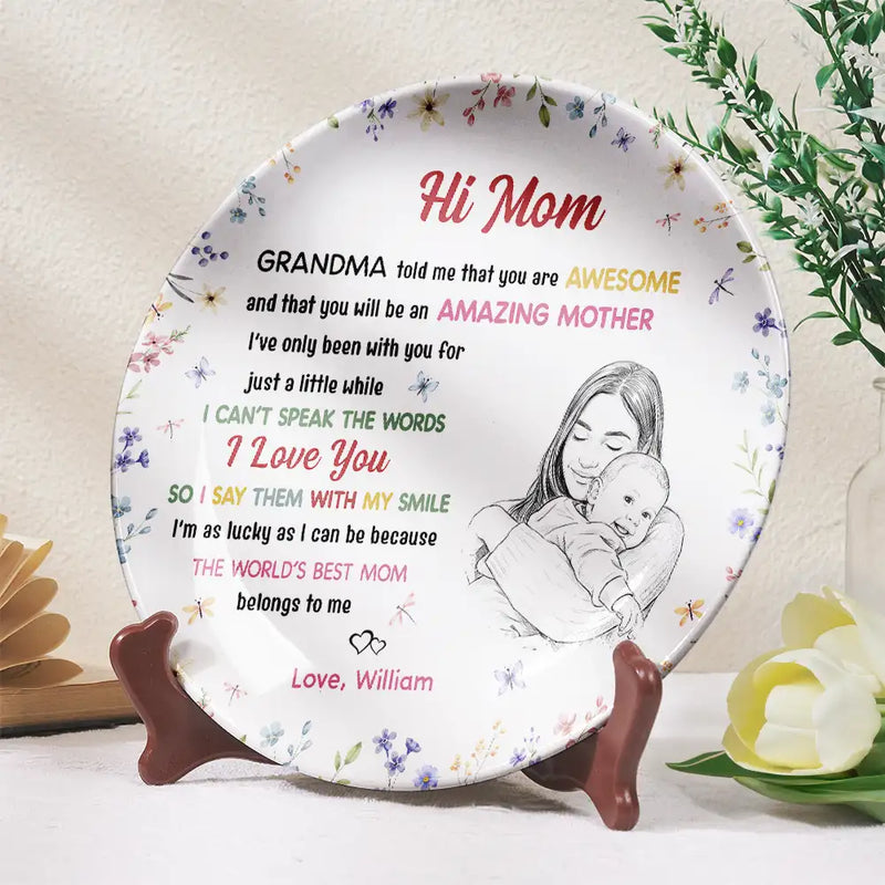 New Mom,Love,Gift For Mother,Photo,Sentimental - Custom Photo The World's Best Mommy Belongs To Me - Personalized Ceramic Plate