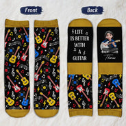 Christmas,Gift For Men,Gift For Yourself,Gifts For Him,Guitar,Happy,Music,Top Market,Vector - Gift For Guitar Lovers - Personalized I'd Rather Be Playing My Guitar Socks