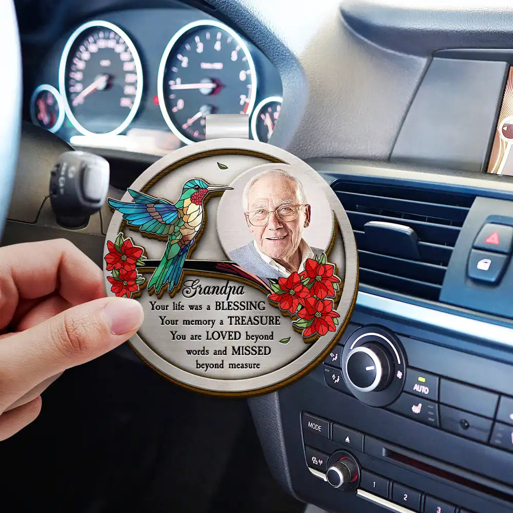 Memorial,Family,Gift For Grandparents,Parents - Custom Photo Dad Mom Your Life Was A Blessing Memorial - Personalized Custom Shaped Car Visor Clip