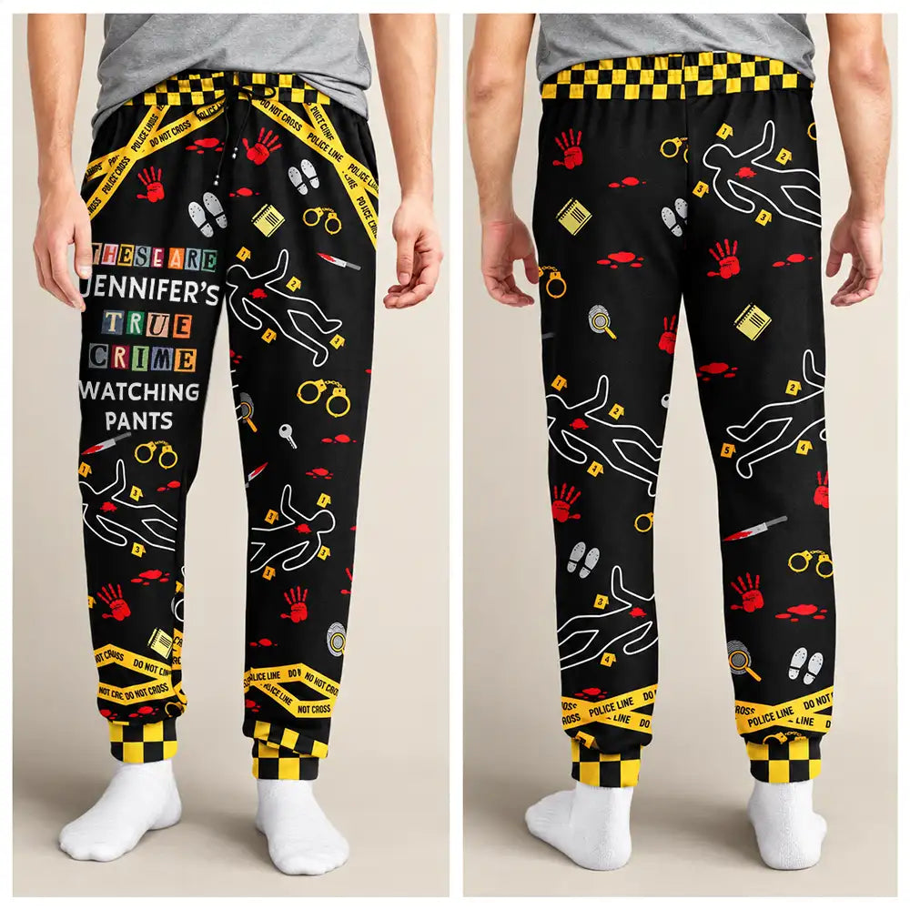 Christmas, Custom Text, Gift For Women, Gift For Yourself, Gifts For Her, Happy - Gift For True Crime Lovers - Personalized Binge Watching Pajama Pants