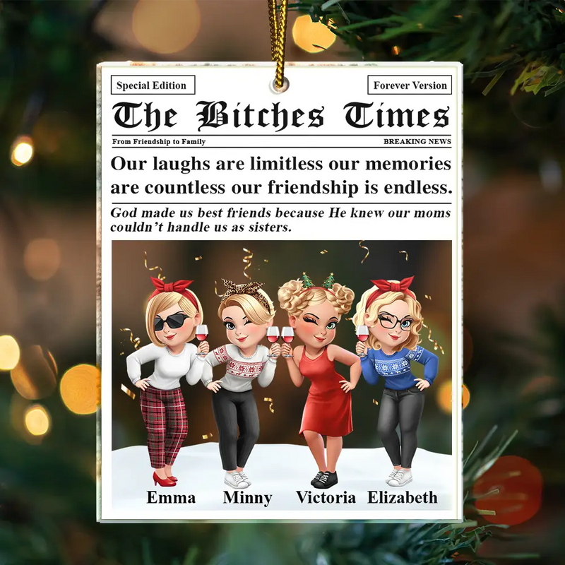 Gift For Bestie,Gift For Sisters,Happy,Christmas - A True Friendship Is A Journey The Besties Times - Personalized Custom Shaped Acrylic Ornament