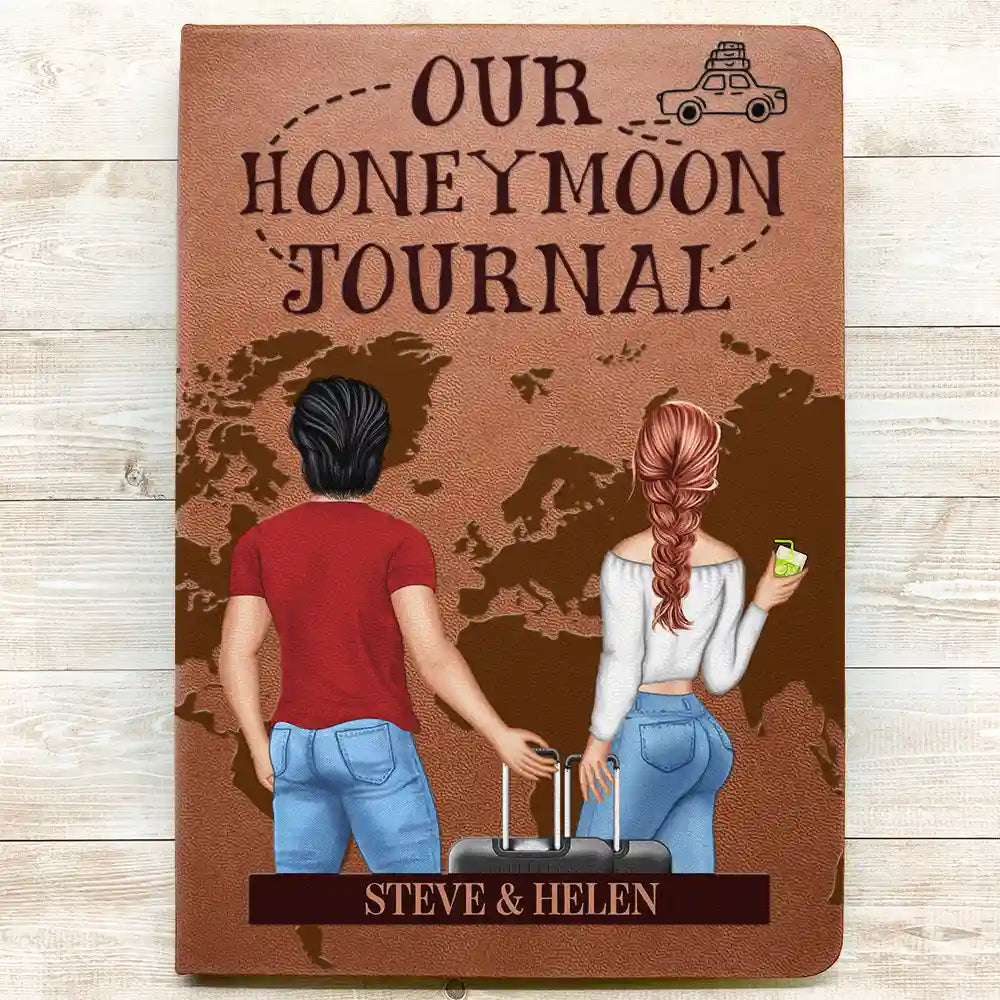 Our Adventure Book Travel Couple - Personalized Leather Journal