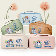 Gift For Yourself,Gift For Women,Summer,Humorous,Vector - All My Cruise Crap - Personalized Leather Makeup Bag