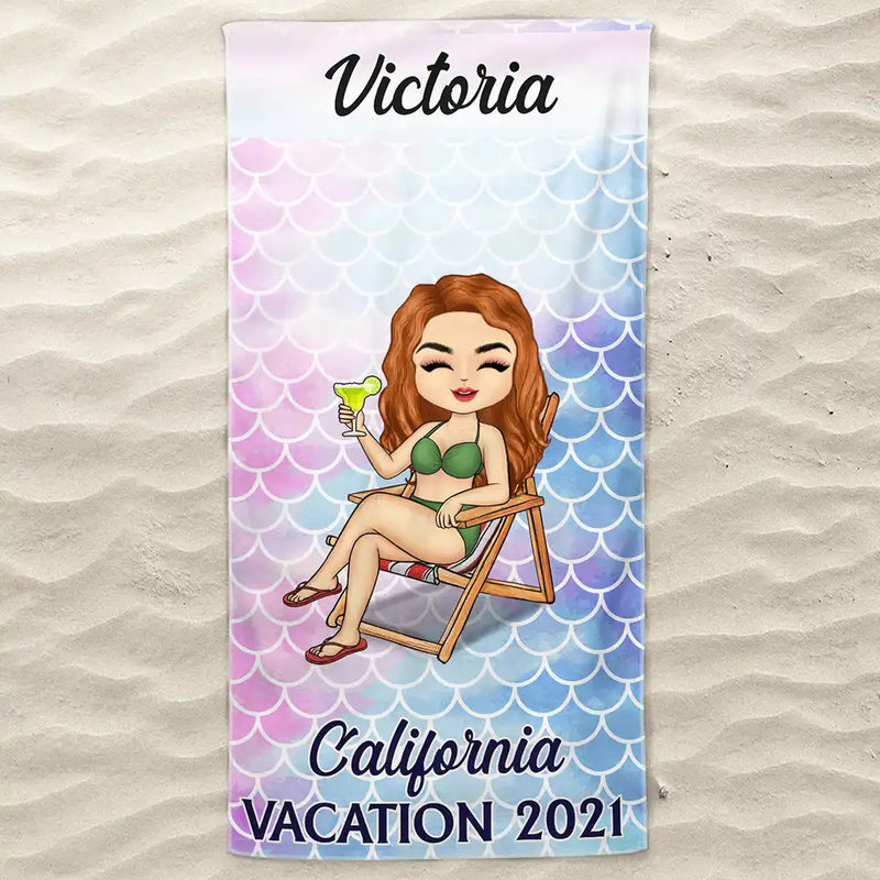 Vacation Beach Swimming Picnic Traveling - Birthday, Holiday, Funny Gift For Her, Him, Besties, Family - Personalized Custom Beach Towel