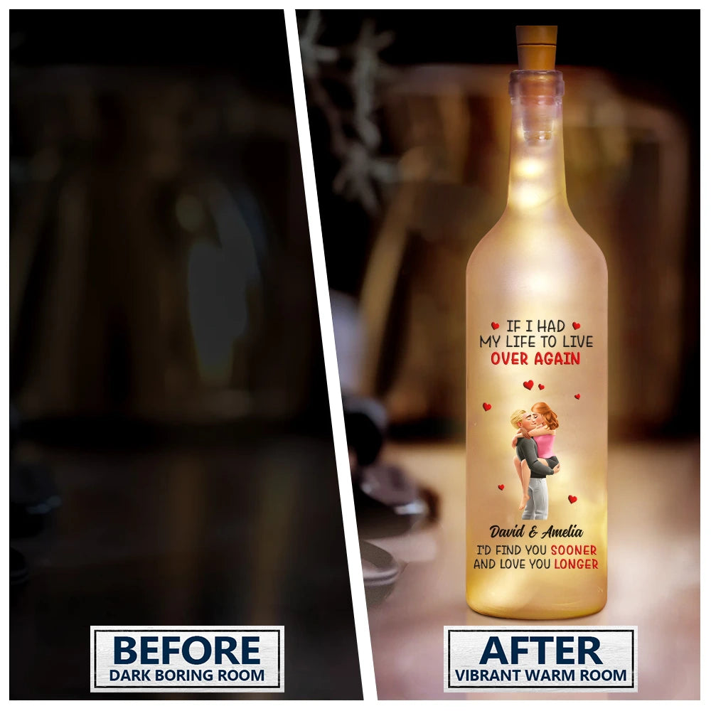 Gift For Couples,Love,Gift For Husband,Gift For Wife,Gift For Boyfriend,Gift For Girlfriend,LGBT - Calendar I Met You Liked You Love You Forever - Personalized Bottle Light