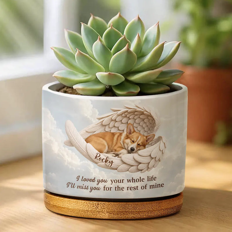 Art Design,Healing,Pet Memorial,Pet Lovers,Memorial,Photo - Sleeping Dog Cat Baby - Custom Photo Sleeping Angel If Love Alone Could Have Kept You Here Dog Cat Remembrance - Personalized Plant Pot