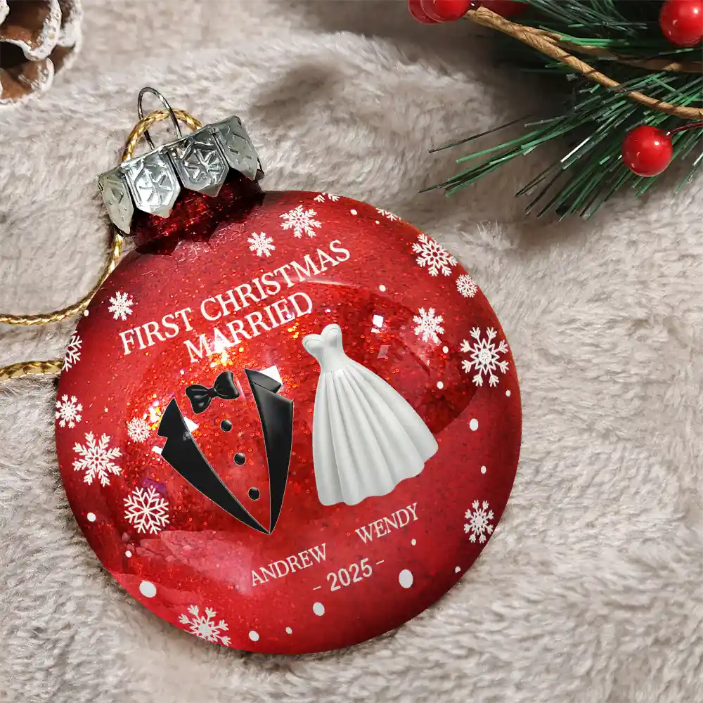 Gift For Couples,Love,Christmas - First Christmas As Married Couples - Personalized Ball Ornament