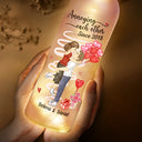 Gift For Couples, Gift For Husband, Gift For Wife - Chibi Side View Carrying Couple Together Since - Personalized Bottle Light