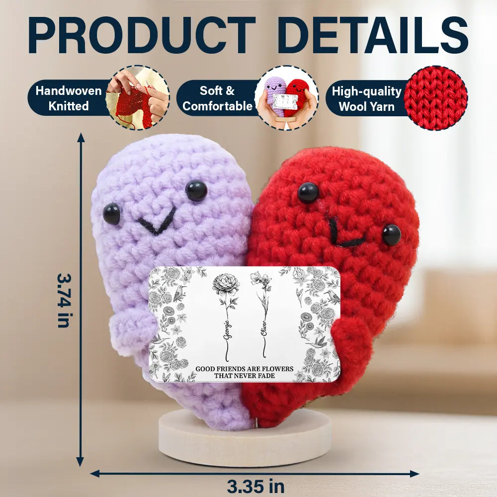 Gift For Bestie,Happy,Gift For Sisters - Toile De Jouy Birth Flower Grow An Old Friend - Personalized Doll Crochet With Custom Card