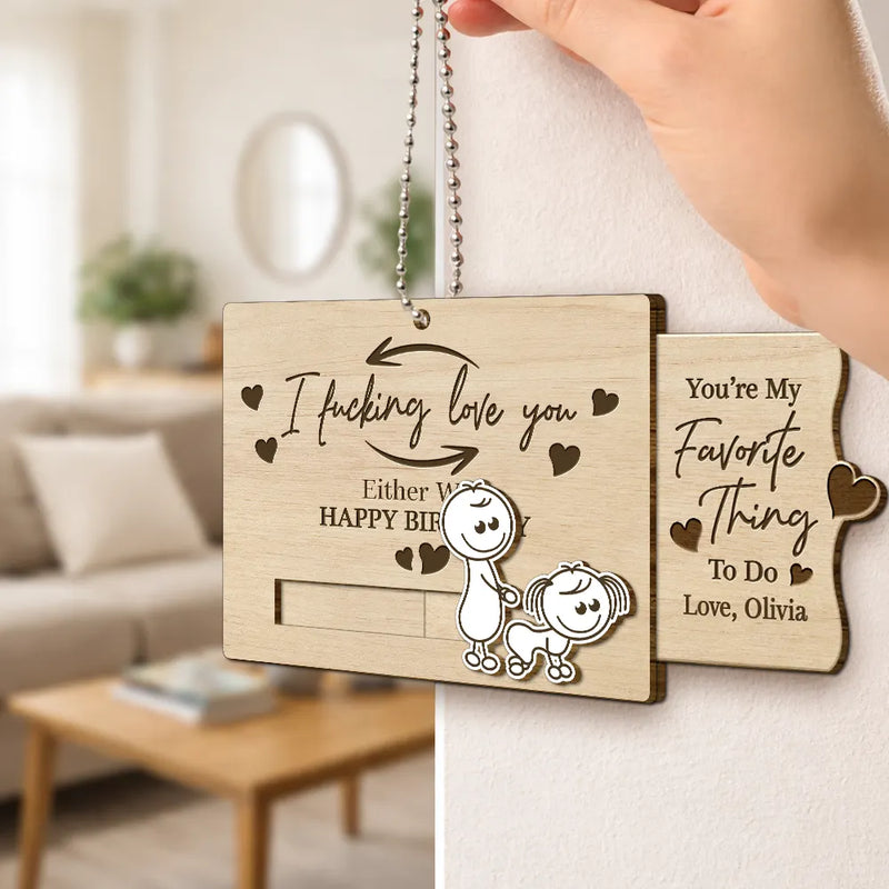 Gift For Couples,Old Couples,Gift For Husband,Gift For Wife,Gift For Boyfriend,Gift For Girlfriend,Love - You're My Favorite Thing To Do Doggy Couple - Personalized Hanging Wooden Slide Card