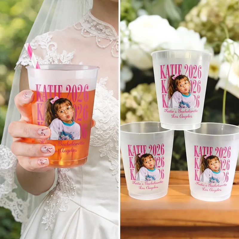 Playful, Custom Photo, Gift For Yourself, Dynamic Photo - Custom Photo Bachelorette Party Vintage Photo - Personalized Frosted Cups