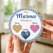 Gift For Grandma,Gift For Aunt,Gift For Mother,Happy,Gift For Wife,Gift For Women,Gift For Yourself - Vintage Pattern This Nana Belongs To - Personalized Ceramic Coaster