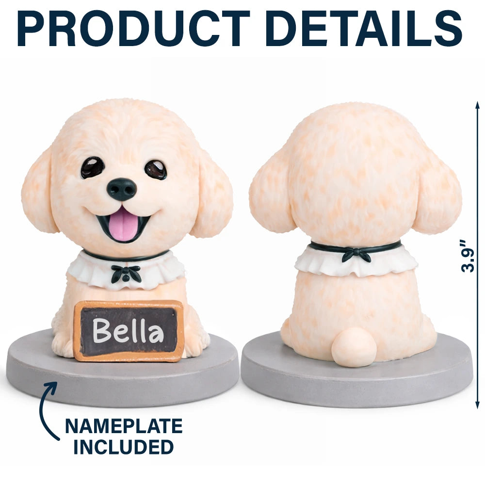 Pet Lovers,Pet Mom,Pet Dad,Cat Lovers,Cat Mom,Cat Dad,Dog Lovers,Dog Mom,Dog Dad,Happy - Custom Pet Bobblehead Full Body Figurine With Nameplate For Pet Moms Pet Dads - Personalized Bobblehead