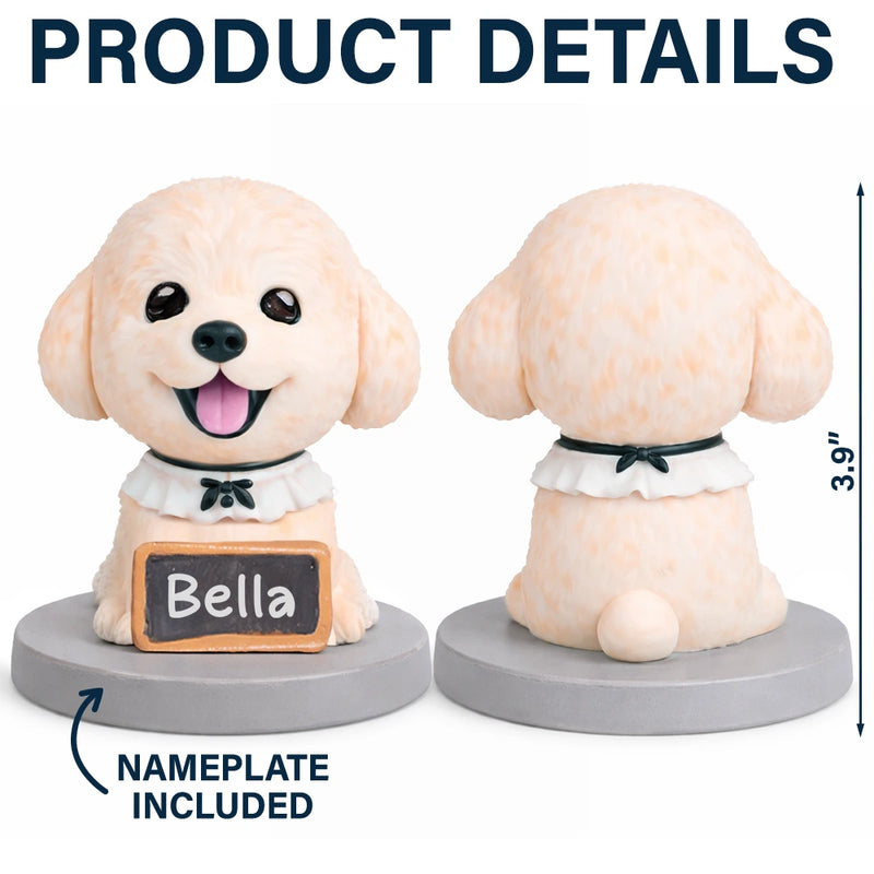 Pet Lovers,Pet Mom,Pet Dad,Cat Lovers,Cat Mom,Cat Dad,Dog Lovers,Dog Mom,Dog Dad,Happy - Custom Pet Bobblehead Full Body Figurine With Nameplate For Pet Moms Pet Dads - Personalized Bobblehead