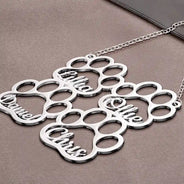 Dog Lovers,Cat Lovers,Pet Lovers,Love - Dog Pet Paw With Name - Personalized Letter Necklace