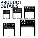 Family, Happy - Welcome House Address Number Sign - Personalized Metal Garden Stake