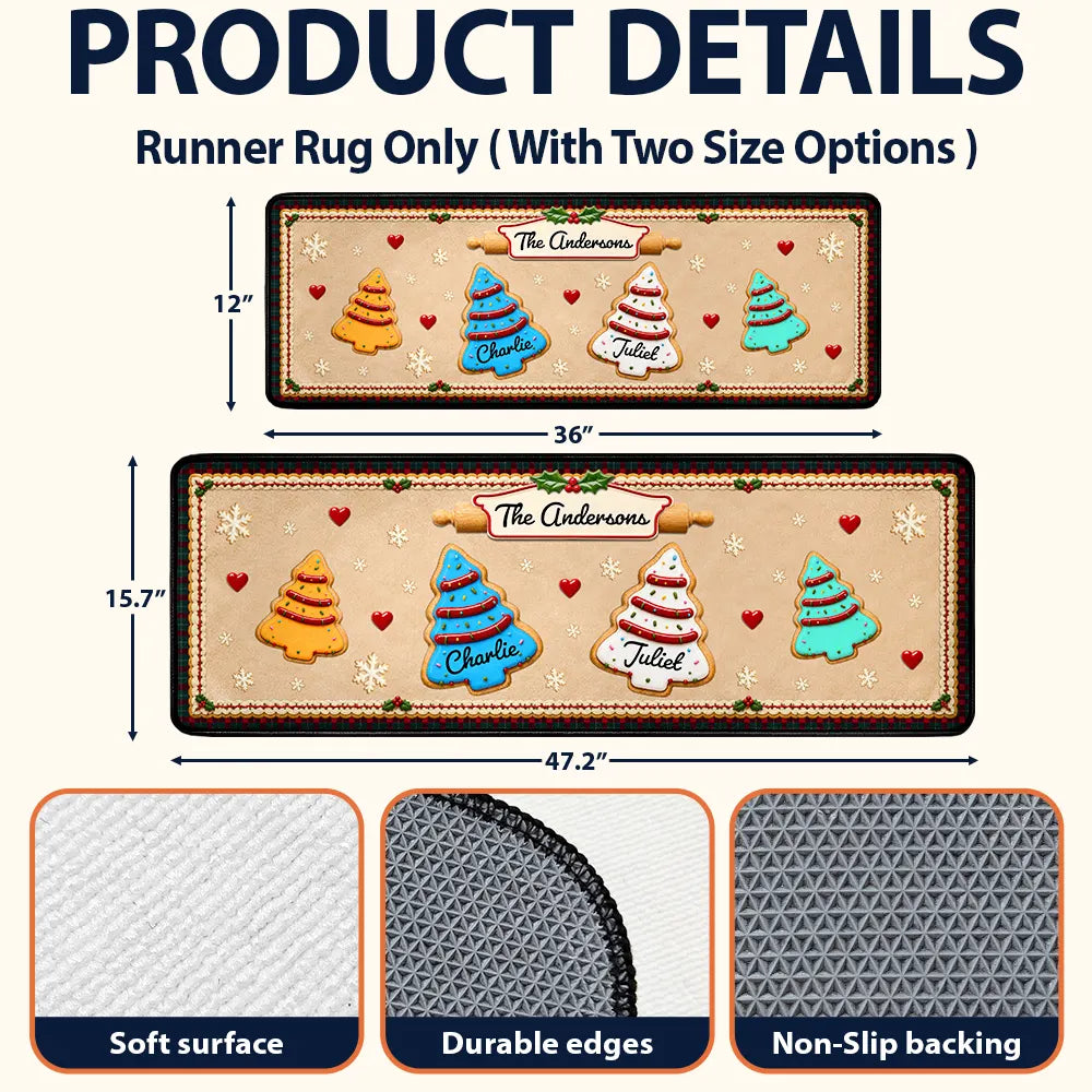 Sentimental,Christmas,Family,Icon - Custom Family Christmas Cookie - Personalized Runner Rug