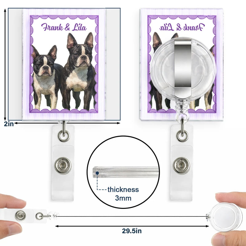 Happy,Dog Lovers,Pet Lovers,Cat Lovers,Nurse - Custom Photo Realistic Watercolor Art Watercolor Dog Cat Pet Portrait Vintage - Personalized Badge Reel